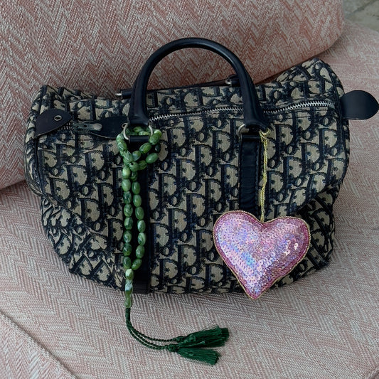 pink heart bag charm